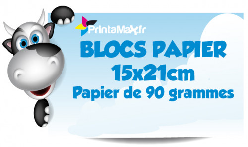 Blocs papier 15x21 cm. Papier de 90 grammes. Impression couleur